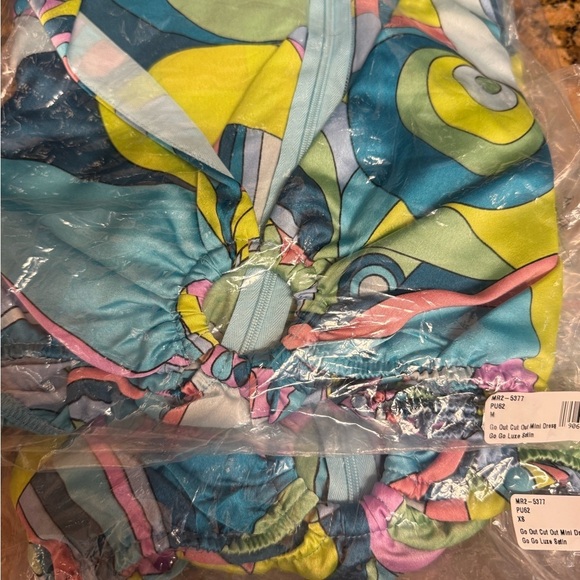 Show Me Your Mumu Go Out Cut Out Mini Dress Go Go Luxe Satin Blue Green XS, M - Picture 9 of 10